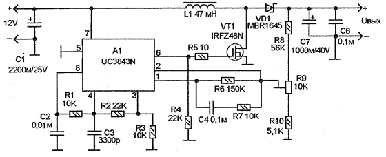 uc3843 схема подключения